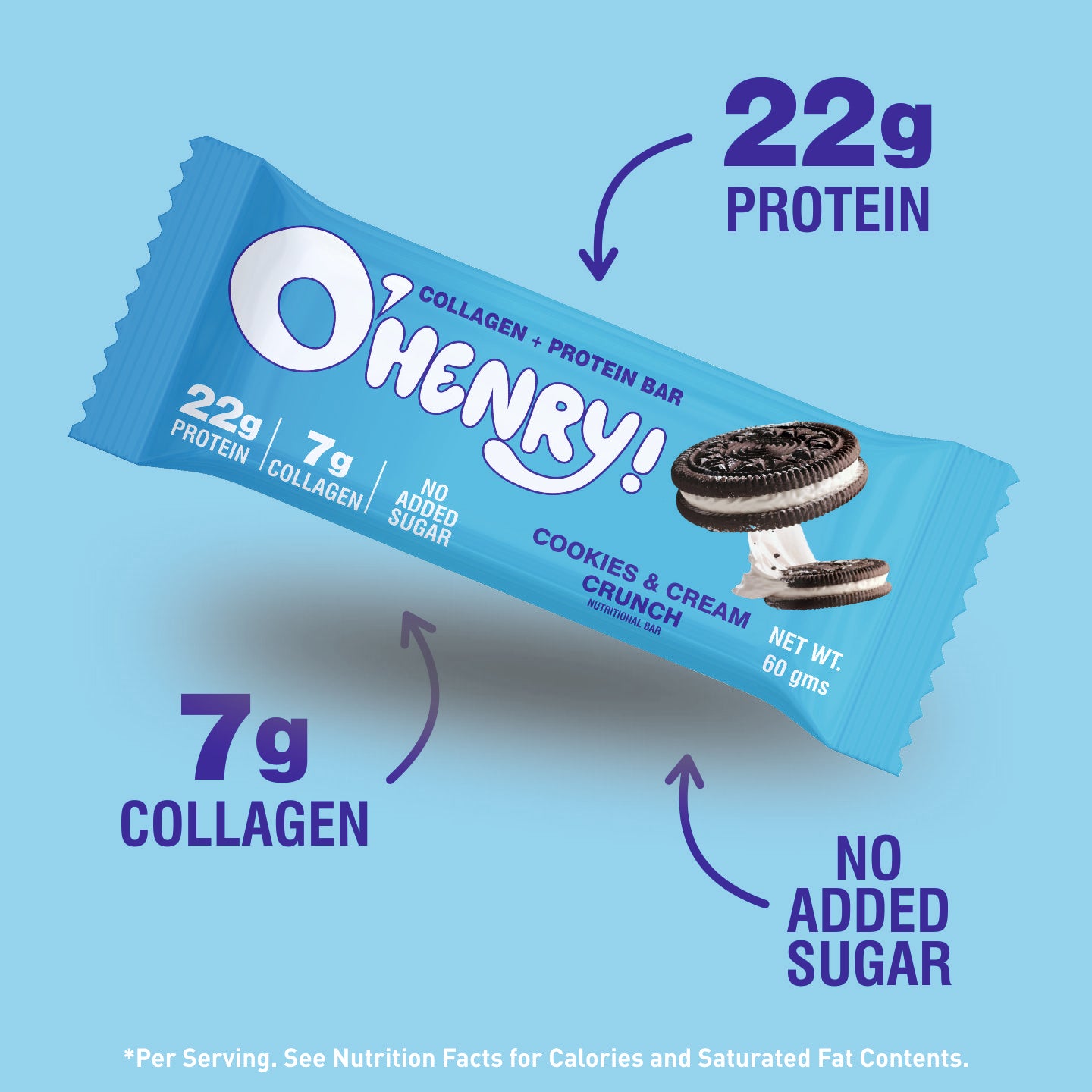 O'HENRY COLLAGEN+PROTEIN BAR - COOKIES & CREAM CRUNCH