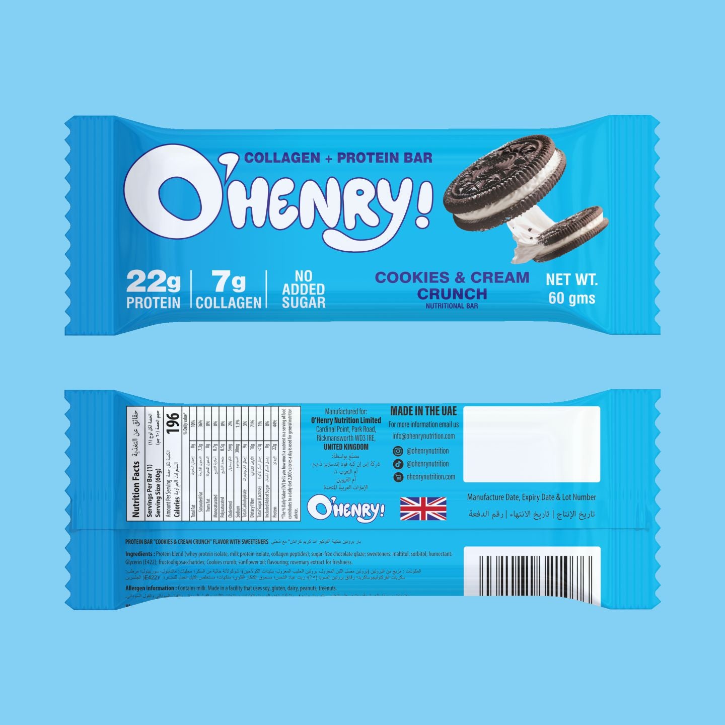 O'HENRY COLLAGEN+PROTEIN BAR - COOKIES & CREAM CRUNCH