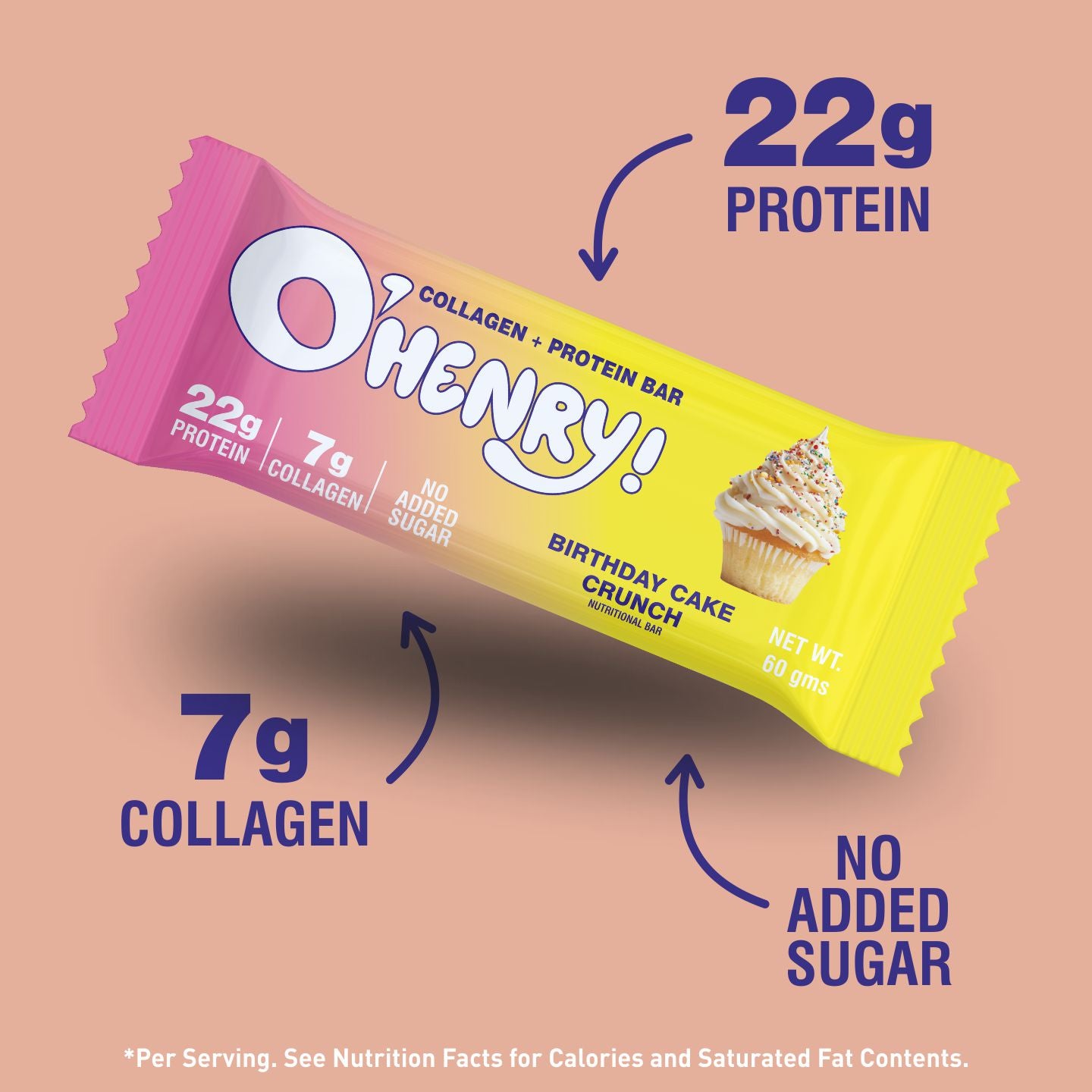 O'HENRY COLLAGEN+PROTEIN BAR - BIRTHDAY CAKE CRUNCH