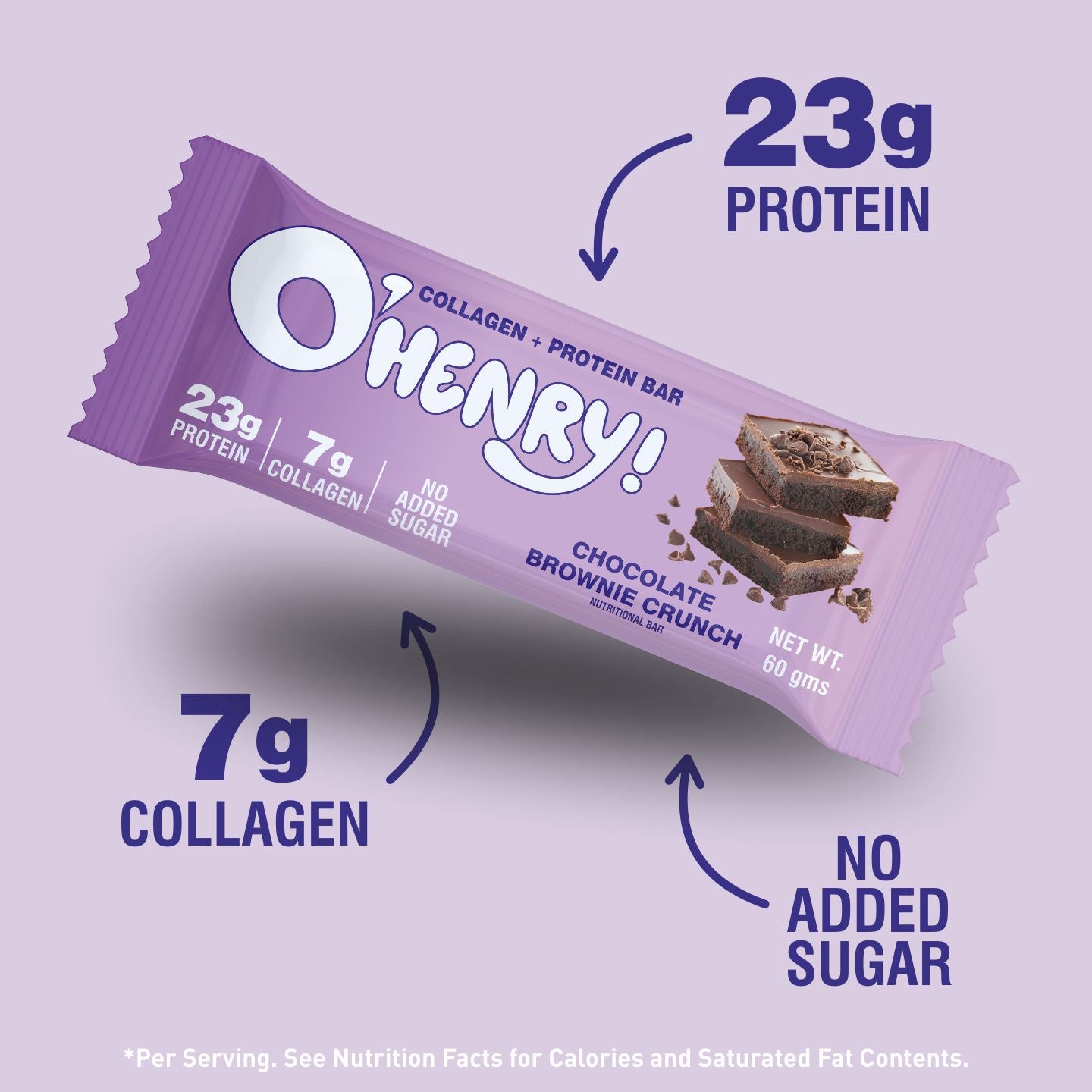 O'HENRY COLLAGEN+PROTEIN BAR CHOCOLATE BROWNIE CRUNCH