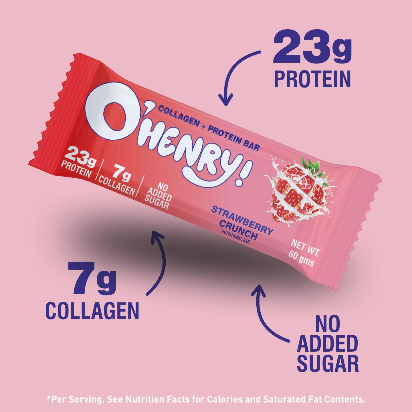 O'HENRY COLLAGEN+PROTEIN BAR - STRAWBERRY CRUNCH